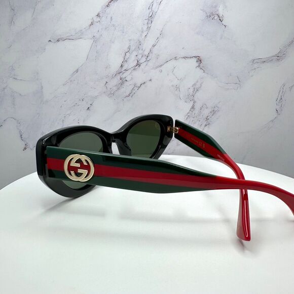 CLASSY GUCCI Sunglasses Black Gold Newest Collection GG1862S Metal Logo Cat Eye - Picture 8 of 16